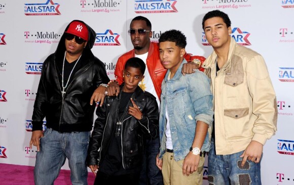 P. Diddy et ses fils à la soirée des NBA All-Star Game, à Los Angeles le 20 février 2011