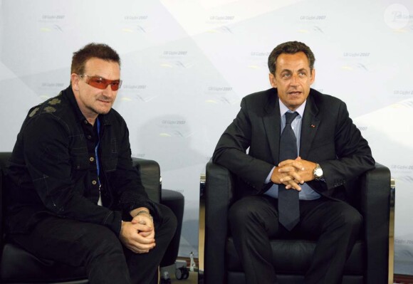 Bono et Nicolas Sarkozy, sommet du G8, Allemagne, le 6 juin 2007