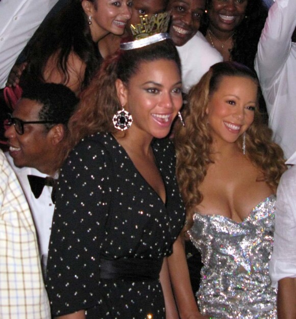 Mariah Carey et Beyoncé accompagnées de leur mari respectif Nick Cannon et Jay-Z à Saint-Barth', le 31 décembre 2008