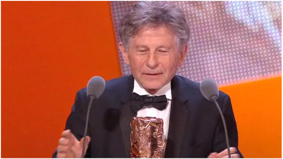 Roman Polanski reçoit le César de la Meilleure adaptation pour The Ghost Writer, lors de la 36e nuit des César, vendredi 25 février 2011.