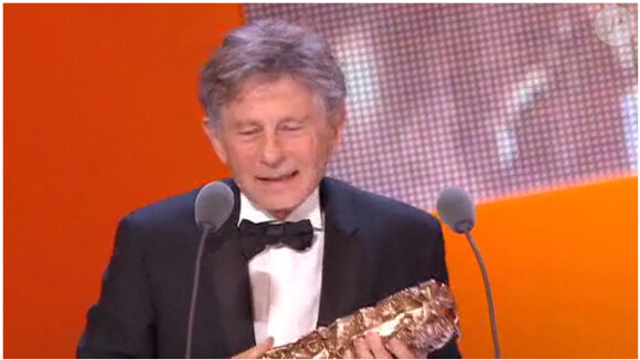 Roman Polanski reçoit le César de la Meilleure adaptation pour The Ghost Writer, lors de la 36e nuit des César, vendredi 25 février 2011.