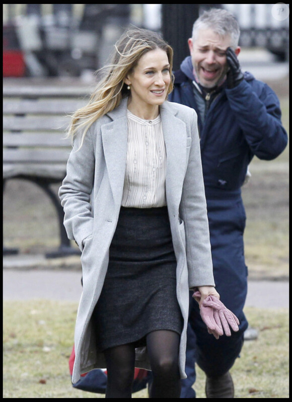 Sarah Jessica Parker sur le tournage de I don't know she does it (Boston, 9 mars 2011)