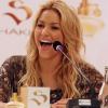 Shakira le 10 mars 2011 lors d'une conférence de presse avant un concert qu'elle donnait au Chili
