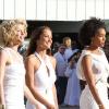 Minka Kelly, Rachael Taylor et Annie Ilonzeh sur le tournage de Drôles de dames, à Miami, le 16 mars 2011.