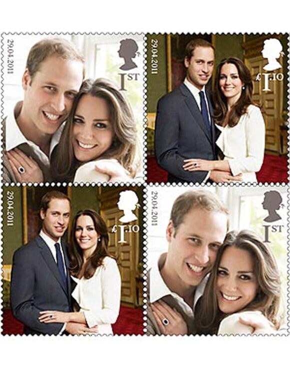 Le prince William et Kate Middleton, qui ont "enterré" leur célibat le week-end du 26-27 mars dans le plus grand secret, font l'objet d'une série de timbres disponibles à partir du 21 avril 2011.