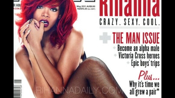 Rihanna : Une cover girl féline, rouge vibrante, à moitié nue...