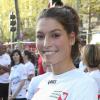 Laury Thilleman a couru pour Mécénat Chirurgie Cardiaque, lors du 35ème Marathon de Paris, le 10 avril 2011