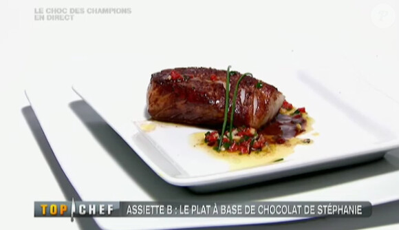 
Le plat à base de chocolat de Stéphanie (Top Chef, le Choc des Champions, lundi 11 avril sur M6).
