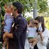 Jennifer Garner, Ben Affleck et leurs filles Violet et Seraphina se rendent au restaurant à Los Angeles, samedi 16 avril, à l'occasion de l'anniversaire de Jennifer Garner.