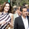 Carla Bruni et son époux Nicolas Sarkozy lors de la première régate Virginio Bruni-Tedeschi au Lavandou, en avril 2009.