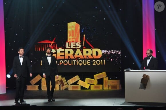 Frederic Royer, Arnaud Demanche et Stéphane Rose lors de la cérémonie des Gérard de la politique 2011 au Palace à Paris le 10 mai 2011