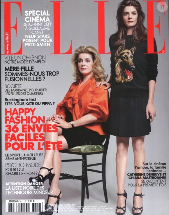 Catherine Deneuve et Chiara Mastroianni en couverture du magazine Elle du 13 mai 2011