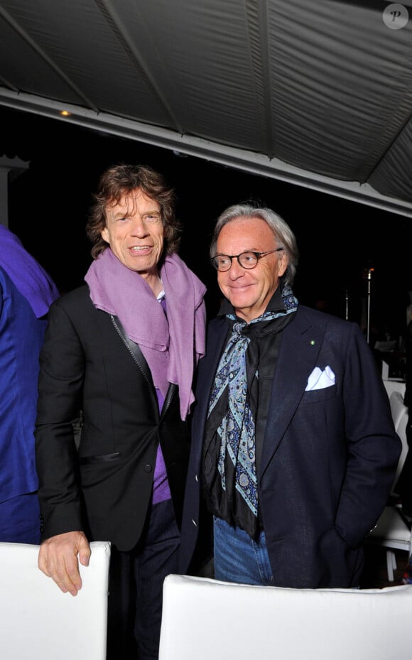 Mick Jagger et Diego della Valle à l'occasion du dîner Finch's Quarterly Review à l'hôtel du Cap-Eden-Roc au Cap d'Antibes, le 14 mai 2011