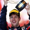 Sébastien Vettel fête sa victoire au Grand Prix de Monaco, dimanche 29 mai 2011 à Monte Carlo.