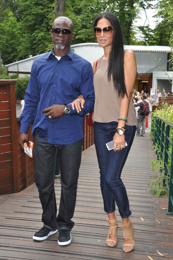 Djimon Hounsou et Kimora Lee lors de la finale du tournoi de Roland-Garros, le 5 juin 2011.