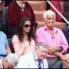 Bébel et sa compagne Barbara lors de la finale de Roland-Garros, le 5 juin 2011. Ils sont entourés de Charles Gérard et d'Alain Belmondo.