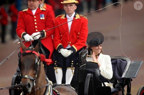 La princesse Catherine Middleton lors du Trooping the Colour, célébration de l'anniversaire de la reine Elizabeth II, à Londres le 11 juin 2011