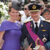 Mathilde et Philippe de Belgique sur le tapis rouge du Palais Princier de Monaco, pour le mariage religieux du prince Albert et de la princesse Charlene.
Le  prince Albert II de Monaco et Charlene Wittstock avaient convié près de  800 invités, dont beaucoup de têtes couronnées (les cours d'Europe  étaient notamment bien plus représentées qu'au mariage de William et  Kate), à leur mariage religieux, le 2 juillet 2011 en Principauté.