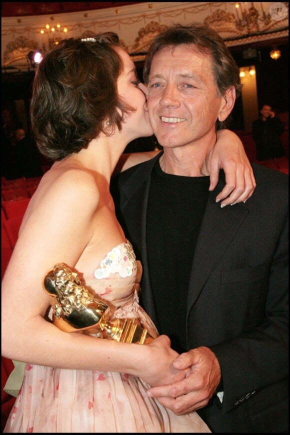 Bernard Giraudeau et sa fille Sara, aux Molières 2007.
