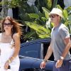 David Charvet et sa fiancée Brooke Burke sortent d'un restaurant, à Malibu, vendredi 1er juillet 2011.