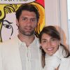 Caterina Murino, accompagnée de son homme Pierre Rabadan, lors de la soirée blanche organisée par Pierre Guillermo, le 14 juillet 2011.