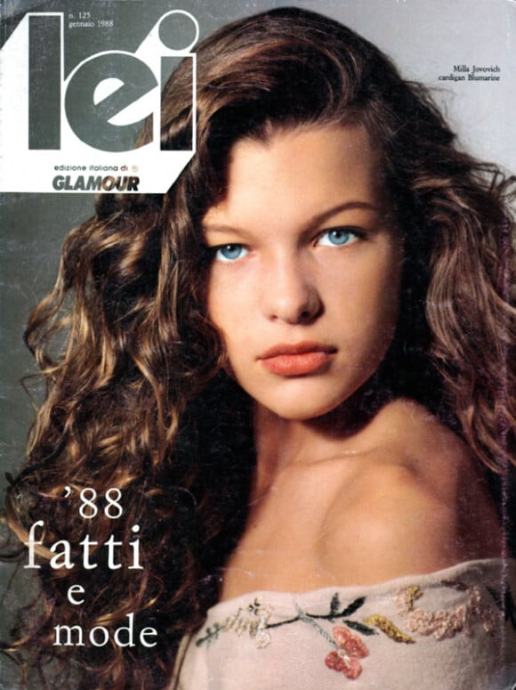 L'actrice Milla Jovovich en couverture du magazine italien Lei  en janvier 1988.