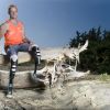 Oscar Pistorius, athlète sud-africain, handicapé, sur la plage de Grosseto, en Italie le 10 juillet 2011