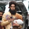 Sacha Baron Cohen sur le tournage de son film The Dictator, avec Ben Kingsley, le 24 juillet 2011 à New York