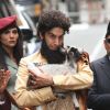 Sacha Baron Cohen sur le tournage de son film The Dictator, avec Ben Kingsley, le 24 juillet 2011 à New York