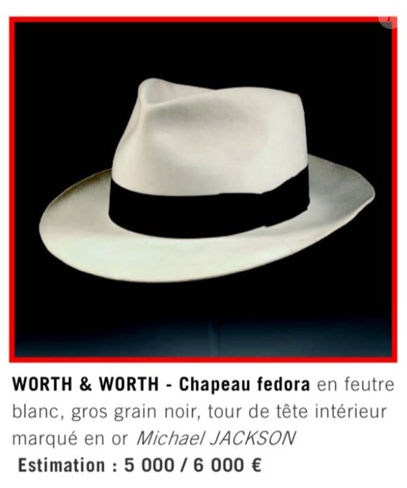 Deux chapeaux de Michael Jackson seront mis en vente le 18 octobre 2011 à Paris, par l'hôtel des ventes Drouot-Richelieu.