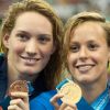 Mondiaux de natation de Shanghai 2011. Comme sur 400m nage libre (photo du podium), Federica Pellegrini a conservé son titre sur 200m nage libre et la Française Camille Muffat a pris la médaille de bronze, le 27 juillet 2011.
