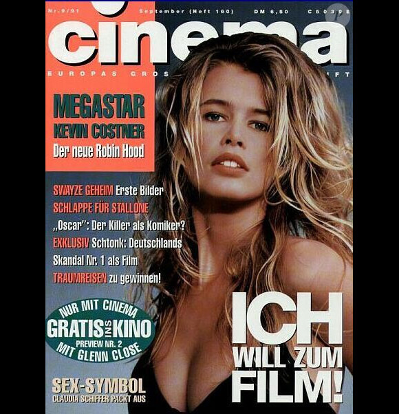 Voici les images des premières couv' de Claudia Schiffer. Ici pour le magazine allemand Cinema de septembre 1991.