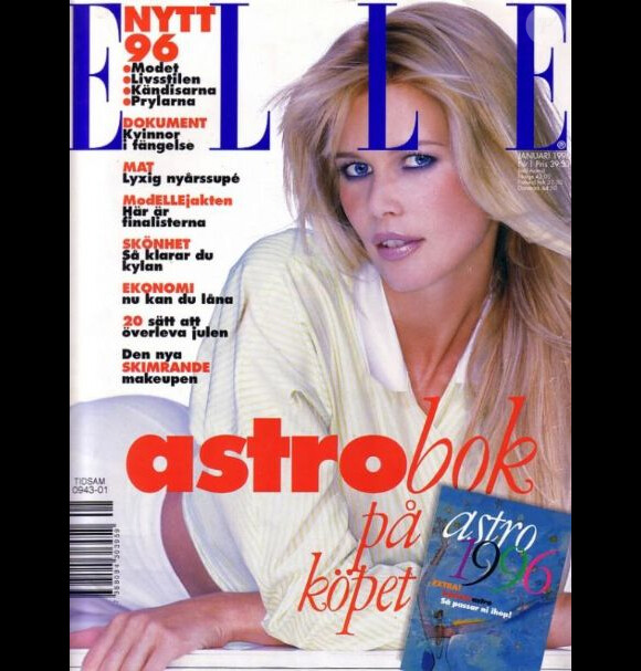 Voici les images des premières couv' de Claudia Schiffer. Ici pour l'édition suédoise du magazine Elle. Janvier 1996.