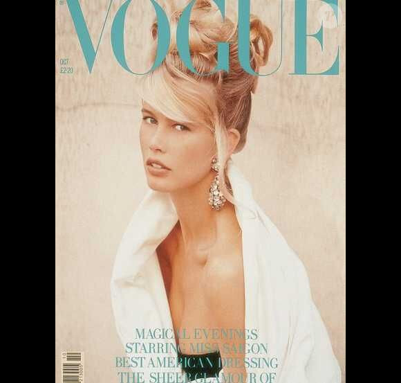 Claudia Schiffer à 21 ans, en couverture du magazine Vogue UK d'octobre 1989.