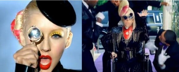 Dans le clip de Not myself tonight, sorti en avril 2010, Christina Aguilera dévoile un look très similaire à celui de Lady Gaga dans la vidéo de Parazzi, dévoilée un an plus tôt.