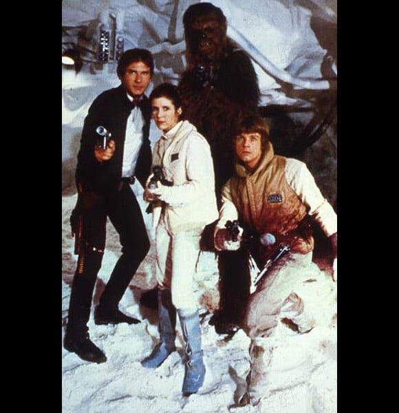 Han Solo, la princesse Leïa, Luke et Chewbacca dans Star Wards : L'Empire contre-attaque