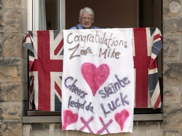 Ambiance survoltée lors du mariage de Zara Phillips et Mike Tindall, à Edimbourg, en Ecosse, le samedi 30 juillet 2011.