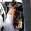 Halle Berry va chercher sa fille Nahla à l'école avant de retrouver son petit ami Olivier Martinez au restaurant. Los Angeles, 3 août 2011