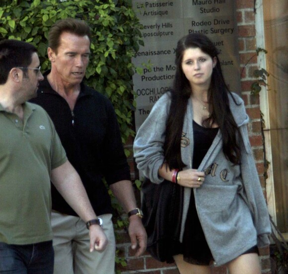Arnold Schwarzenegger et sa fille aînée Katherine à Los Angeles, le 3 novembre 2007.
