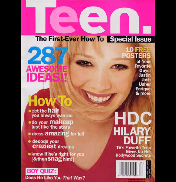 L'ado star Hilary Duff en couverture du magazine Teen de septembre 2002.