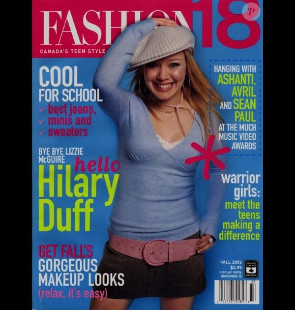 Novembre 2003 : Hilary Duff réalise la couverture du magazine canadien Fashion18.