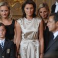 Cécilia ex-Sarkozy, ses filles Judith et Jeanne-Marie, son fils Louis, ainsi que Nicolas Sarkozy. Mai 2007 