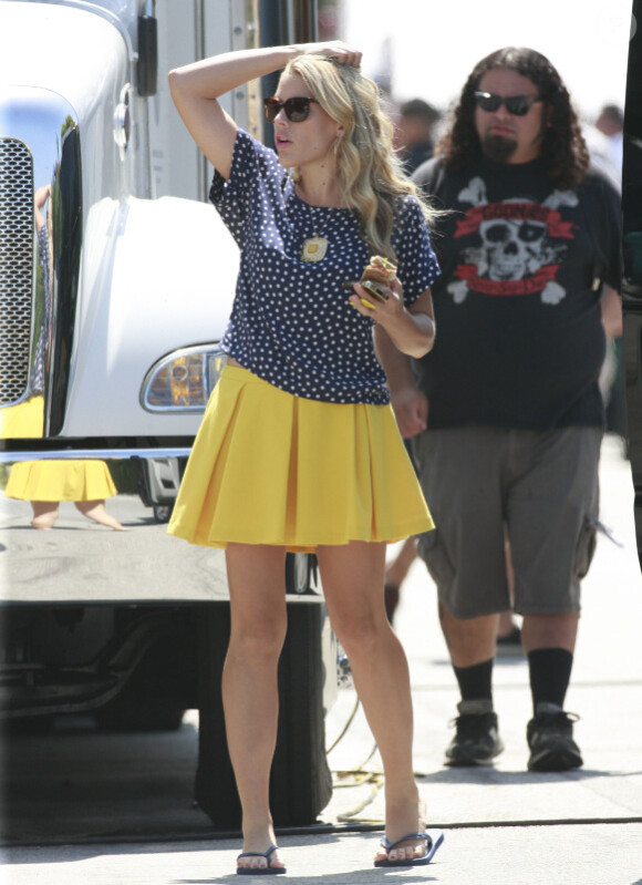 Busy Philipps sur le tournage de Cougar Town à Los Angeles. Août 2011
