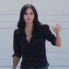 Courteney Cox sur le tournage de Cougar Town à Los Angeles. Août 2011