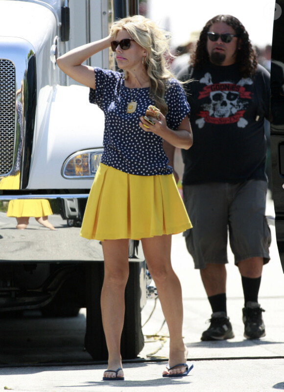 Busy Philipps sur le tournage de Cougar Town à Los Angeles. Août 2011