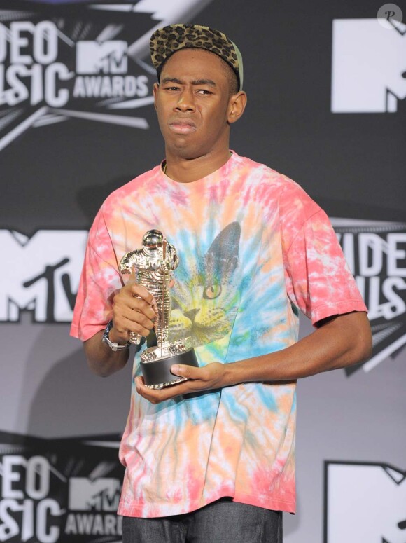 Tyler, the Creator a reçu le prix du meilleur nouvel artiste lors des MTV Video Music Awards, à Los Angeles, le 28 août 2011.
