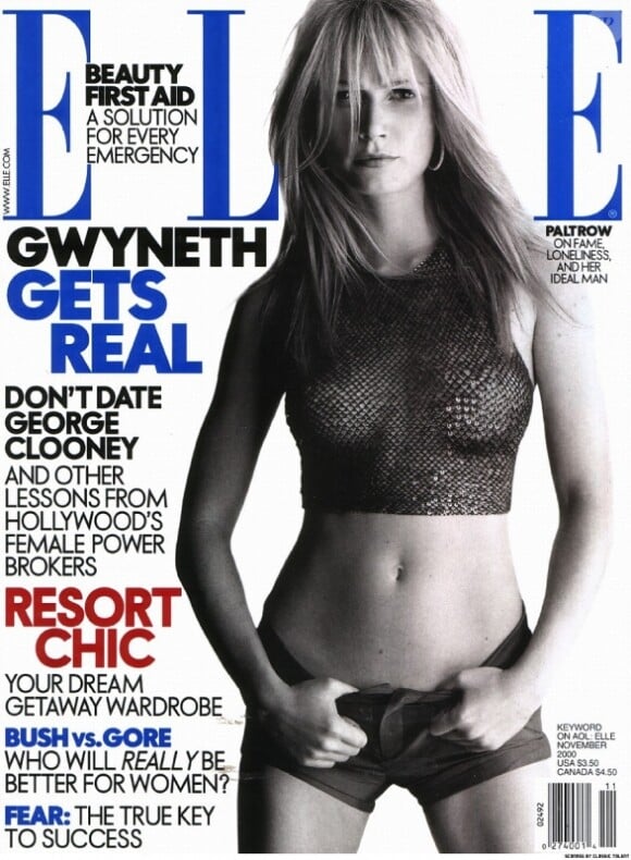 L'actrice Gwyneth Paltrow, en couverture du magazine Elle en novembre 2000. 