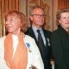 Cora Vaucaire, Claude Hampel, Catherine Trautmann et Serge Reggiani et sa femme à Paris en 1998