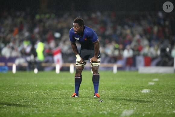 Fulgence Ouedraogo lors de la victoire française en Coupe du Monde de rugby face au Canada en Nouvelle-Zélande le 18 septembre 2011