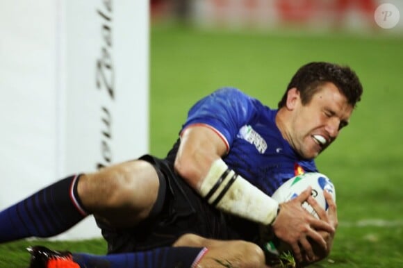 Damien Traille lors de la victoire française en Coupe du Monde de rugby face au Canada en Nouvelle-Zélande le 18 septembre 2011